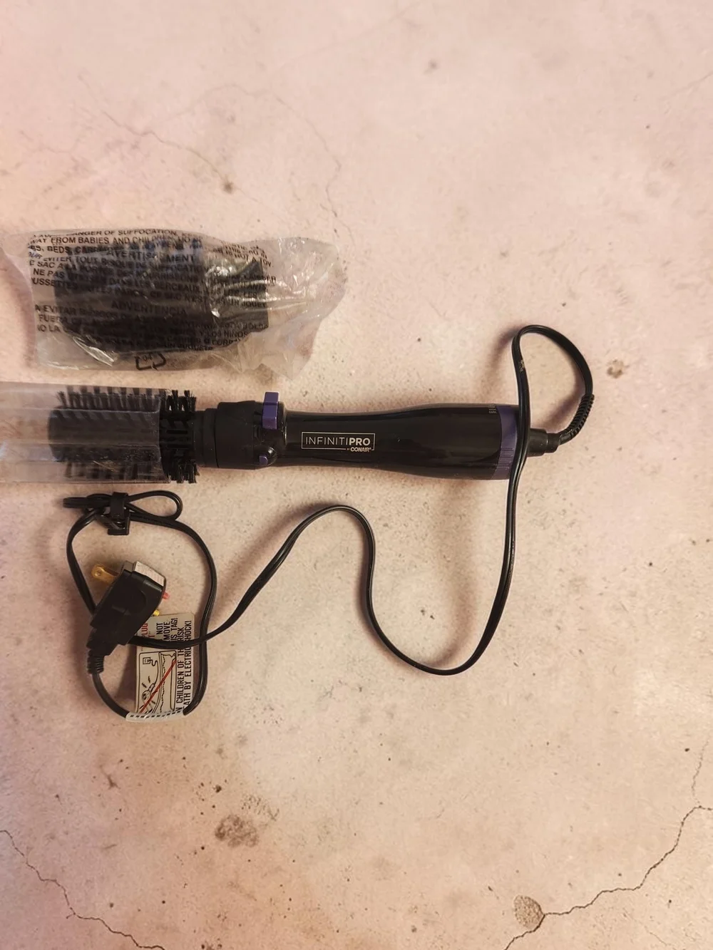 Conair InfinitiPro 2-in-1 Hot Air Styling Brush - Black/Purple